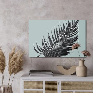 Peinture sur toile Feuille De Palmier Noir Sur Fond Gris – Image 3