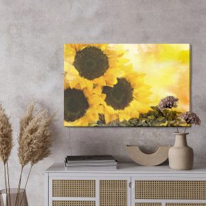 Peinture sur toile Fleurs Et Graines De Tournesol Peintes À L'aquarelle – Image 3