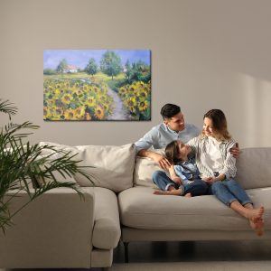 Peinture sur toile Un Paysage Avec Des Tournesols Comme Peint – Image 7