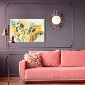 Peinture sur toile Tournesols Aquarelles – Image 4