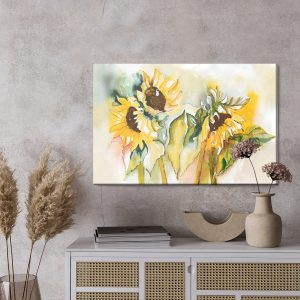 Peinture sur toile Tournesols Aquarelles – Image 3