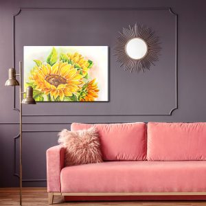 Peinture sur toile Fleurs De Tournesol Aquarelle – Image 4