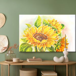 Peinture sur toile Fleurs De Tournesol Aquarelle – Image 5