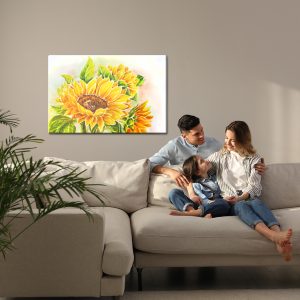 Peinture sur toile Fleurs De Tournesol Aquarelle – Image 7