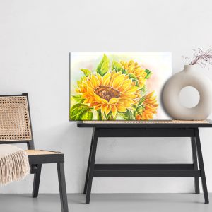 Peinture sur toile Fleurs De Tournesol Aquarelle – Image 6