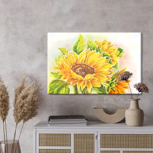 Peinture sur toile Fleurs De Tournesol Aquarelle – Image 3