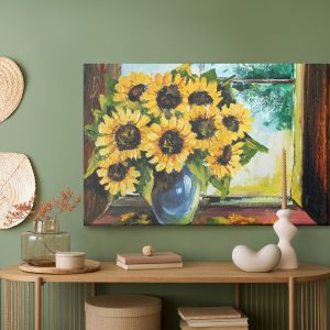 Peinture sur toile Tournesols Dans Un Vase Près De La Fenêtre – Image 5