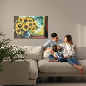 Peinture sur toile Tournesols Dans Un Vase Près De La Fenêtre – Image 7