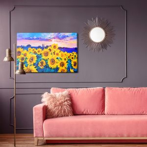 Peinture sur toile Champ De Tournesol Peint – Image 4