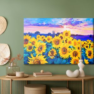 Peinture sur toile Champ De Tournesol Peint – Image 5