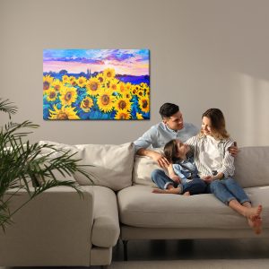 Peinture sur toile Champ De Tournesol Peint – Image 7