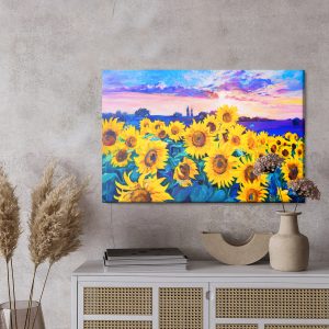 Peinture sur toile Champ De Tournesol Peint – Image 3
