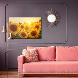 Peinture sur toile Coucher De Soleil Sur Les Tournesols – Image 4