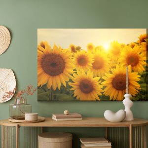 Peinture sur toile Coucher De Soleil Sur Les Tournesols – Image 5