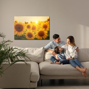 Peinture sur toile Coucher De Soleil Sur Les Tournesols – Image 7