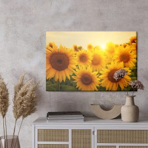 Peinture sur toile Coucher De Soleil Sur Les Tournesols – Image 3