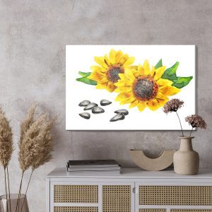 Peinture sur toile Fleurs Et Graines De Tournesol Peintes – Image 3