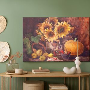 Peinture sur toile Nature Morte Aux Tournesols Et Aux Fruits – Image 5