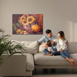 Peinture sur toile Nature Morte Aux Tournesols Et Aux Fruits – Image 7