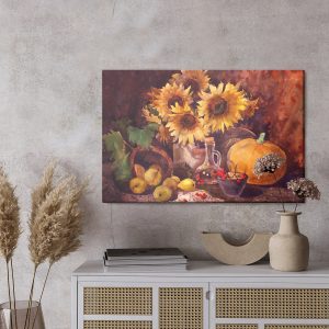 Peinture sur toile Nature Morte Aux Tournesols Et Aux Fruits – Image 3