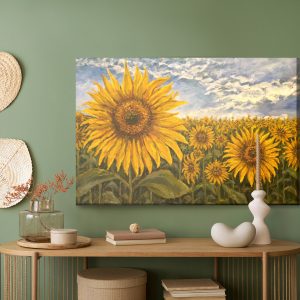 Peinture sur toile Champ De Tournesol Peint En 3D – Image 5