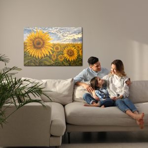 Peinture sur toile Champ De Tournesol Peint En 3D – Image 7