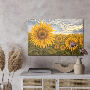 Peinture sur toile Champ De Tournesol Peint En 3D – Image 3