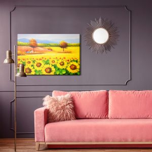 Peinture sur toile Un Paysage Coloré Avec Des Tournesols Peints – Image 4