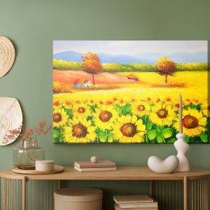 Peinture sur toile Un Paysage Coloré Avec Des Tournesols Peints – Image 5