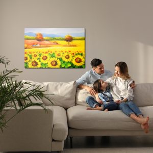 Peinture sur toile Un Paysage Coloré Avec Des Tournesols Peints – Image 7