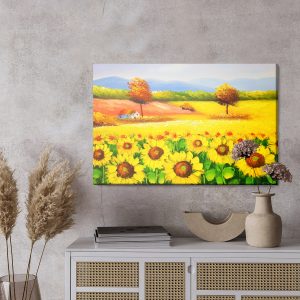 Peinture sur toile Un Paysage Coloré Avec Des Tournesols Peints – Image 3