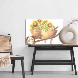 Peinture sur toile Tournesols Dans Une Brouette En Bois – Image 6