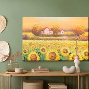 Peinture sur toile Cottages Dans Un Champ De Tournesols – Image 5