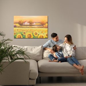 Peinture sur toile Cottages Dans Un Champ De Tournesols – Image 7