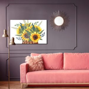 Peinture sur toile Panier Avec Un Bouquet De Tournesols – Image 4