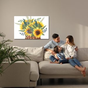 Peinture sur toile Panier Avec Un Bouquet De Tournesols – Image 7