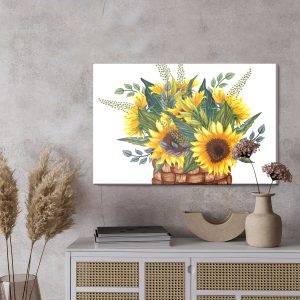Peinture sur toile Panier Avec Un Bouquet De Tournesols – Image 3