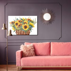 Peinture sur toile Un Panier Avec Un Bouquet De Tournesols – Image 4