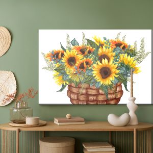 Peinture sur toile Un Panier Avec Un Bouquet De Tournesols – Image 5