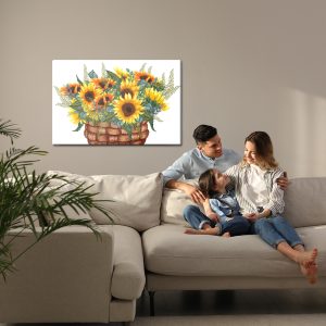 Peinture sur toile Un Panier Avec Un Bouquet De Tournesols – Image 7
