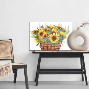 Peinture sur toile Un Panier Avec Un Bouquet De Tournesols – Image 6