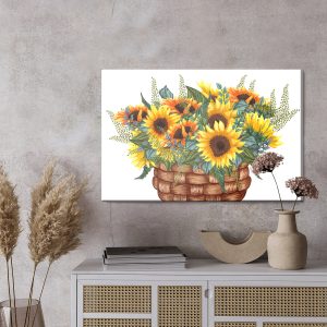 Peinture sur toile Un Panier Avec Un Bouquet De Tournesols – Image 3