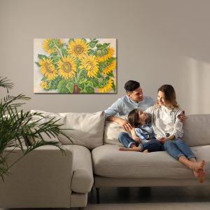 Peinture sur toile Tournesols Dans Un Vase – Image 7