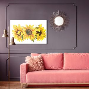 Peinture sur toile Trois Tournesols Sur Fond Blanc – Image 4