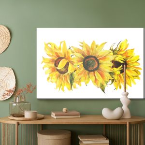 Peinture sur toile Trois Tournesols Sur Fond Blanc – Image 5