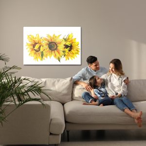 Peinture sur toile Trois Tournesols Sur Fond Blanc – Image 7