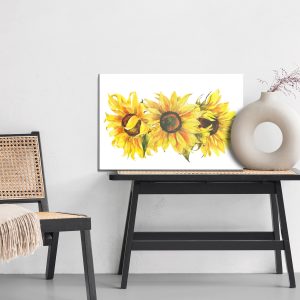 Peinture sur toile Trois Tournesols Sur Fond Blanc – Image 6