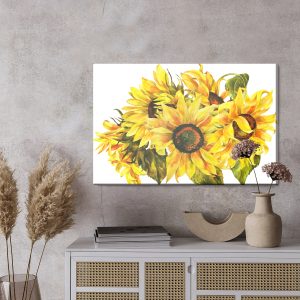 Peinture sur toile Tournesols Peints Sur Fond Blanc – Image 3