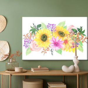 Peinture sur toile Une Composition Florale Comme Peinte À L'aquarelle – Image 5