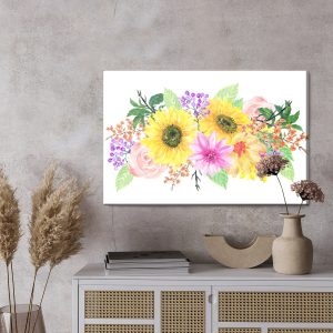 Peinture sur toile Une Composition Florale Comme Peinte À L'aquarelle – Image 3